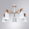 A7032PL-5WH Arte Lamp Thomas потолочная люстра с деревянными элементами в Скандинавском стиле, белые плафоны, E27*5*60W