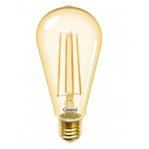 655301 General светодиодная филаментная лампа ST64S, Е27, 8Вт, золотая