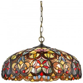 825-806-03 VELANTE разноцветная подвесная люстра в стиле Тиффани на 3 лампы Е27, диаметр 457мм