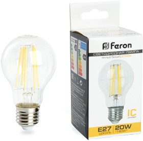 38245 FERON светодиодная филаментная лампа E27, 20W, 2700K