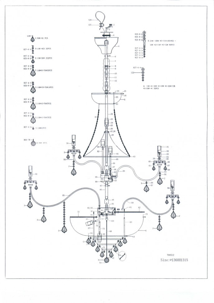 700512 Osgona Подвесная люстра CLASSIC