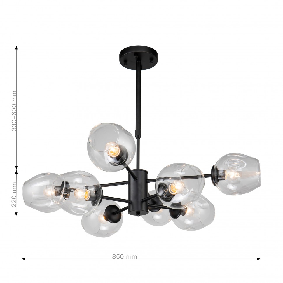 2626-8P FAVOURITE черная потолочная люстра на штанге Recens