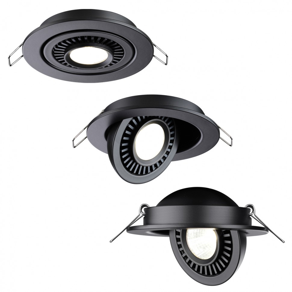 358816 Novotech Gesso черный светодиодный встраиваемый светильник 9W, 4000K, 770Lm, 110мм