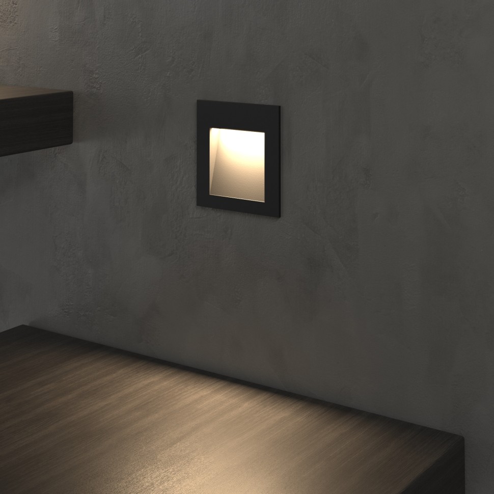 Черная встраиваемая светодиодная подсветка ступеней IP65, 3W, 4000K, Elektrostandard MRL LED 1103 чёрный