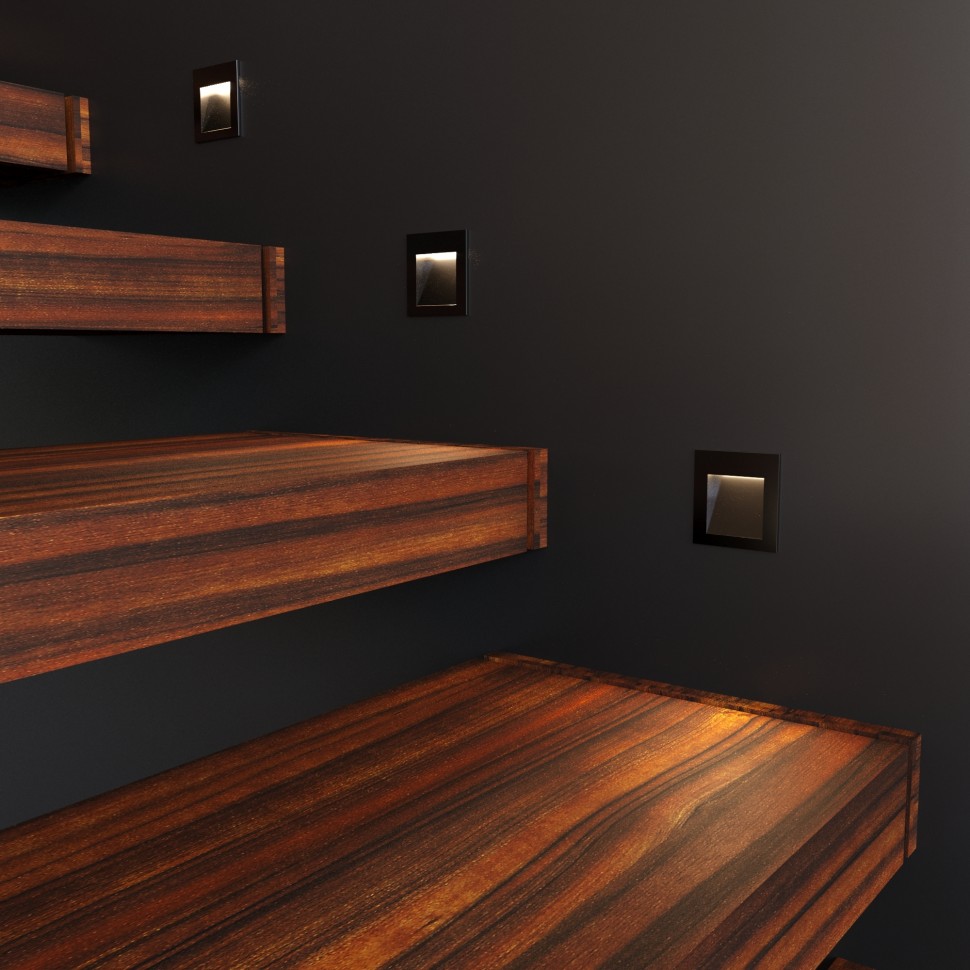 Черная встраиваемая светодиодная подсветка ступеней IP65, 3W, 4000K, Elektrostandard MRL LED 1103 чёрный