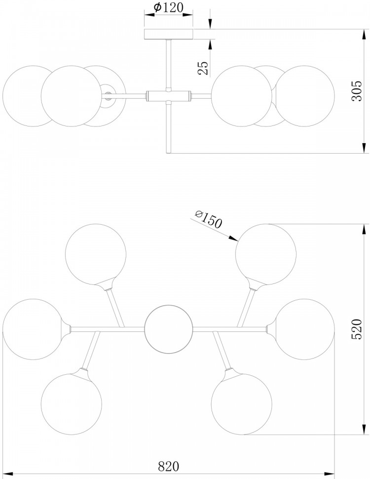 FR5115PL-06BZ1 FREYA люстра на штанге Maddison, бронза, G9*6*40W