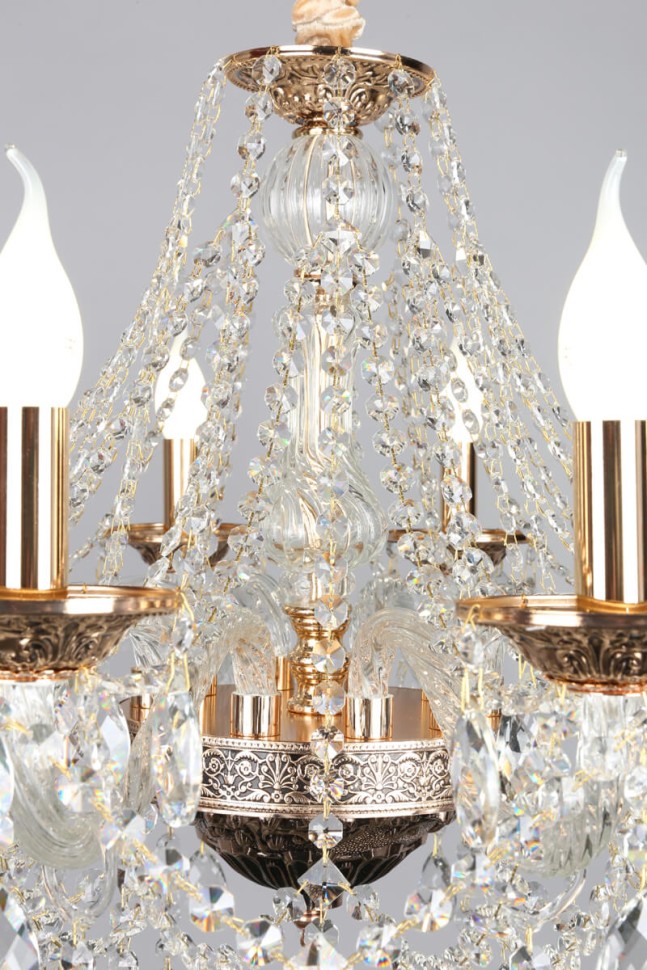 OML-74803-10 OMNILUX подвесная люстра Gadoni, золото и хрусталь, E14*10*40W