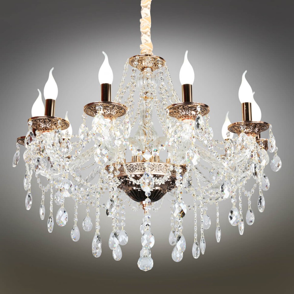 OML-74803-10 OMNILUX подвесная люстра Gadoni, золото и хрусталь, E14*10*40W