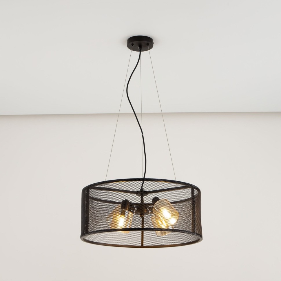 CL535245 CITILUX Робин подвесная люстра E14*4*40W, коричневый, металлическая сетка, подвижные плафоны