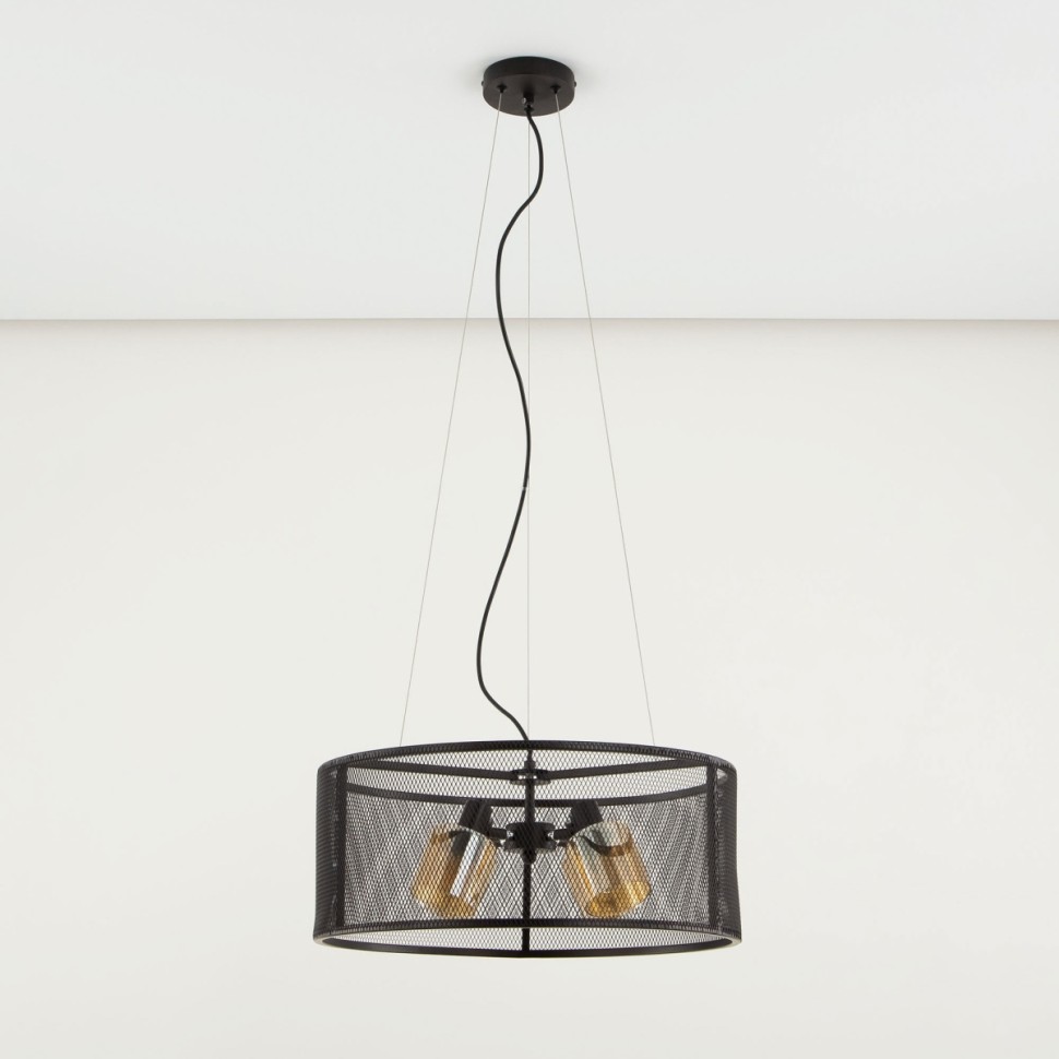 CL535245 CITILUX Робин подвесная люстра E14*4*40W, коричневый, металлическая сетка, подвижные плафоны