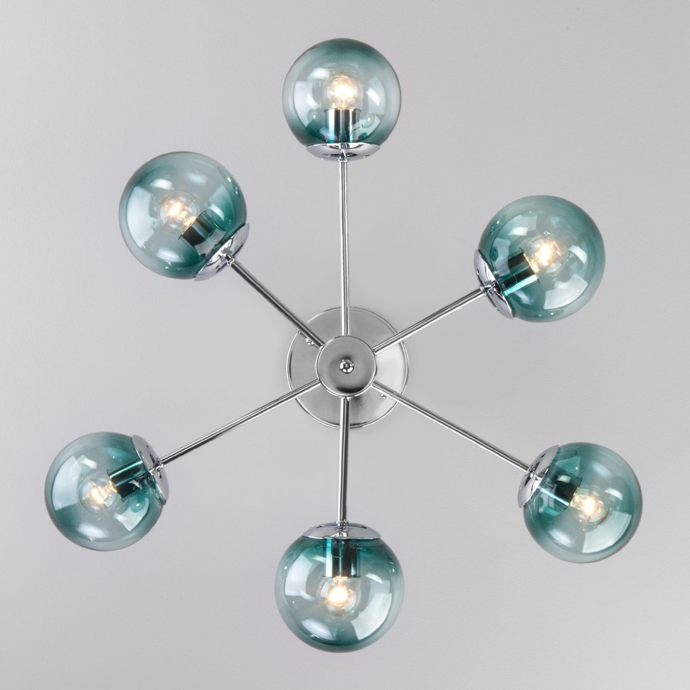 30166/6 Eurosvet потолочная люстра Ascot, хром и зеленый