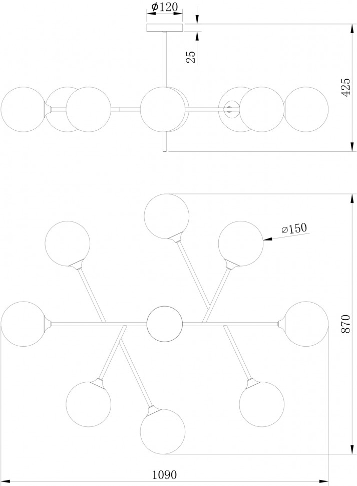 FR5115PL-08BZ FREYA потолочная люстра на штанге Maddison, бронза, G9*8*40W