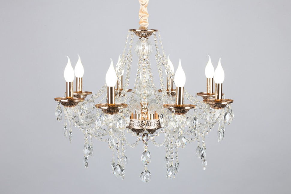 OML-74803-08 OMNILUX подвесная люстра Gadoni, золото и хрусталь, E14*8*40W