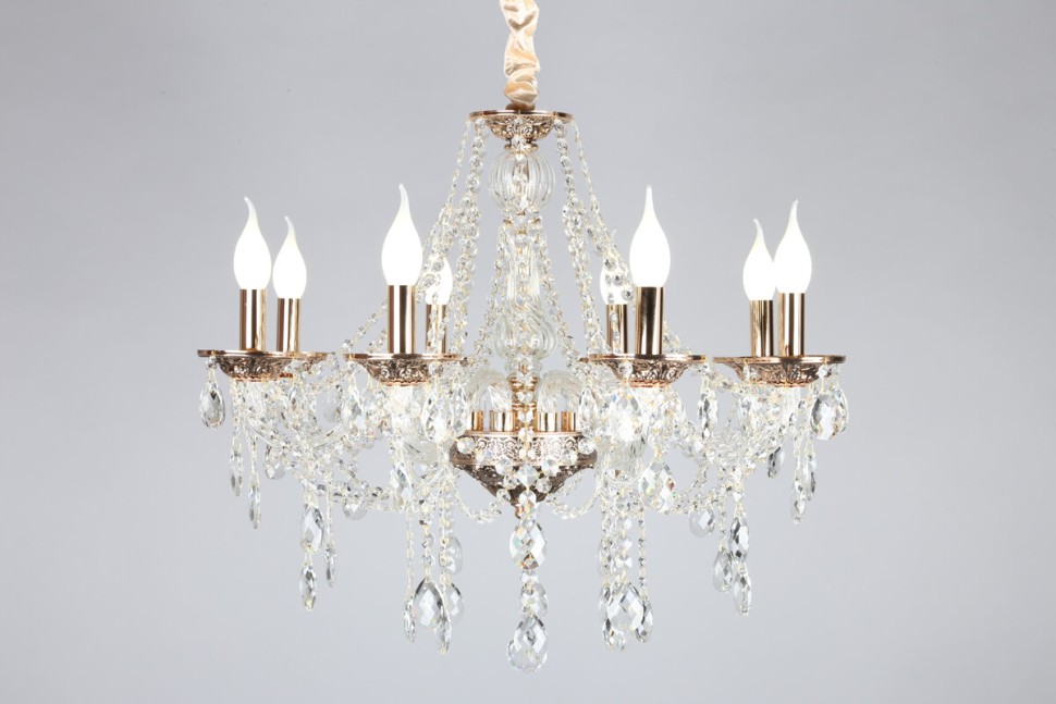 OML-74803-08 OMNILUX подвесная люстра Gadoni, золото и хрусталь, E14*8*40W