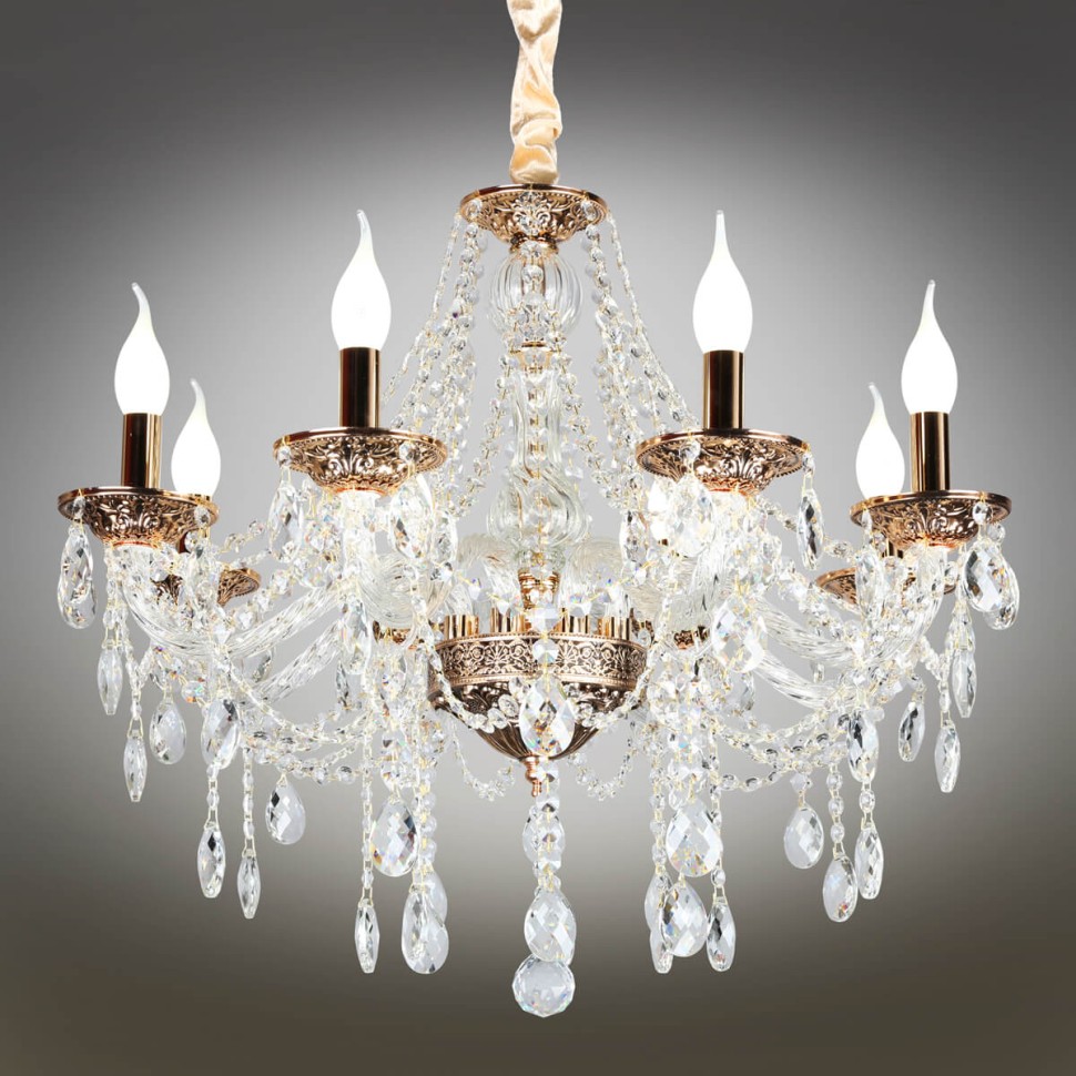 OML-74803-08 OMNILUX подвесная люстра Gadoni, золото и хрусталь, E14*8*40W