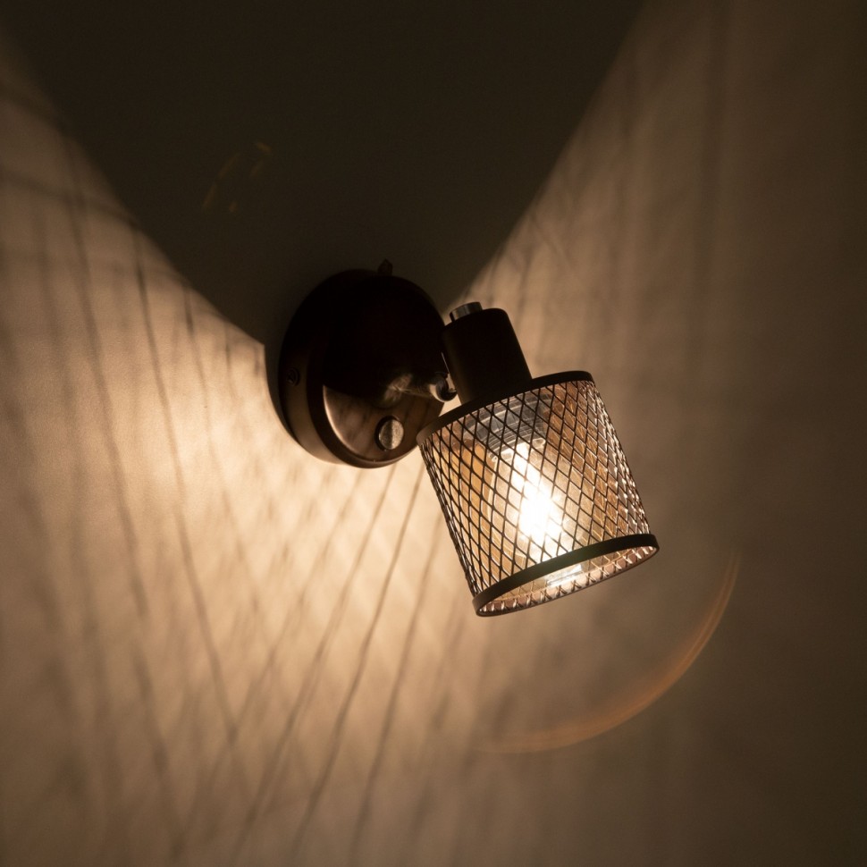 CL535615 CITILUX Робин спот с выключателем E14*1*40W, коричневый, металлическая сетка, стекло