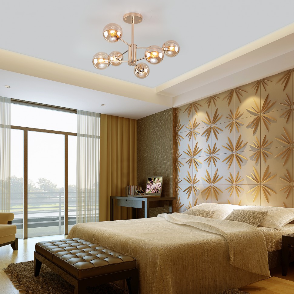 30166/6 Eurosvet потолочная люстра Ascot, золото и янтарный