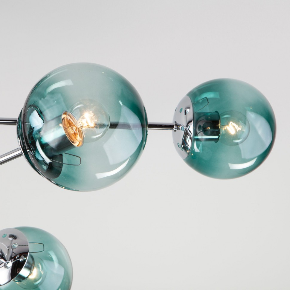 30166/8 Eurosvet потолочная люстра Ascot, хром и зеленый, 8*E27*60W