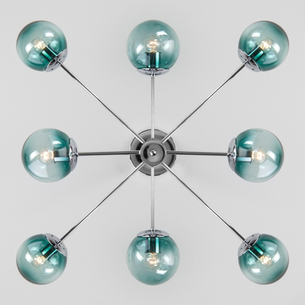 30166/8 Eurosvet потолочная люстра Ascot, хром и зеленый, 8*E27*60W