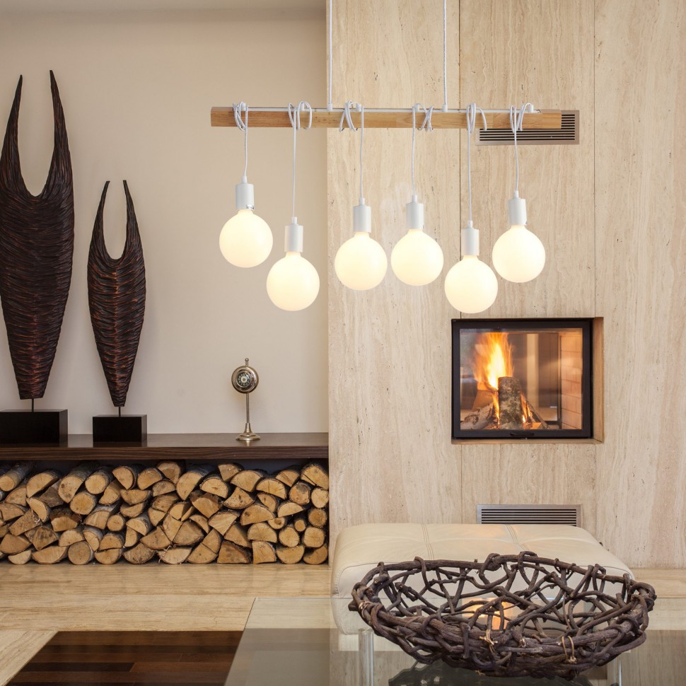 SL1142.503.06 ST-LUCE Bagetti подвесной светильник Лофт из дерева, белый