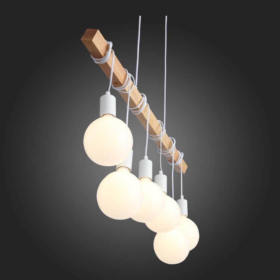 SL1142.503.06 ST-LUCE Bagetti подвесной светильник Лофт из дерева, белый