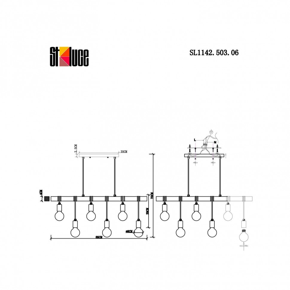 SL1142.503.06 ST-LUCE Bagetti подвесной светильник Лофт из дерева, белый