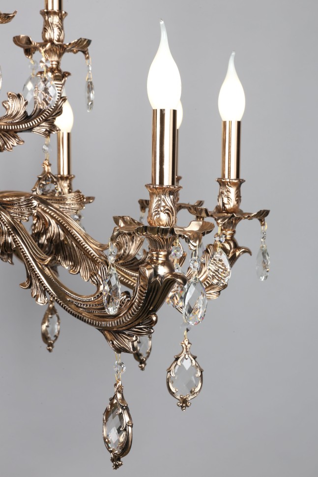 OML-74903-18 OMNILUX Nureci большая подвесная люстра, золото, хрусталь, E14*18*40W