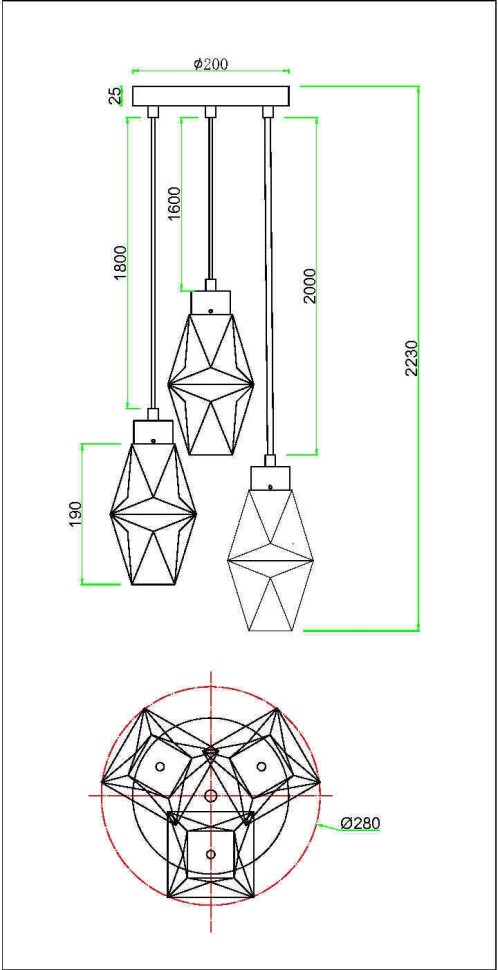 MOD325PL-03G MAYTONI подвесной светильник Coctail Time, G9*3*28W