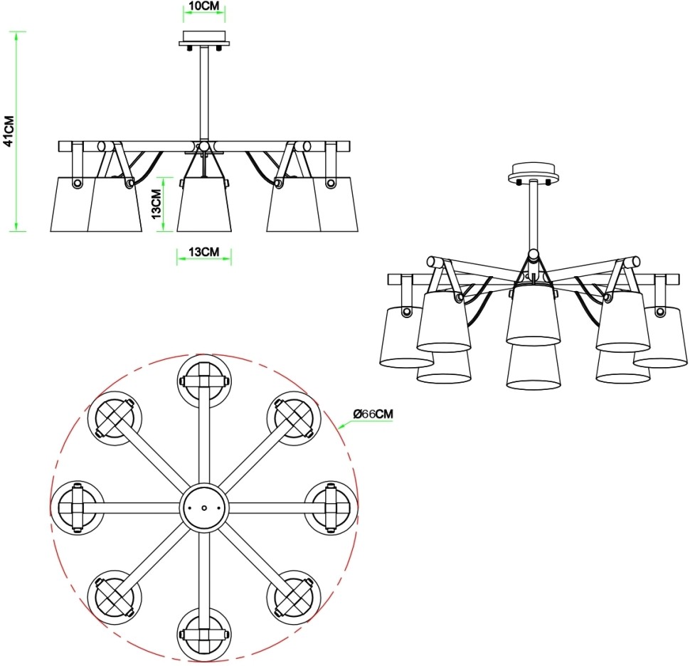 A7032PL-8WH Arte Lamp Thomas потолочная люстра из дерева в Скандинавском стиле, E27*8*60W