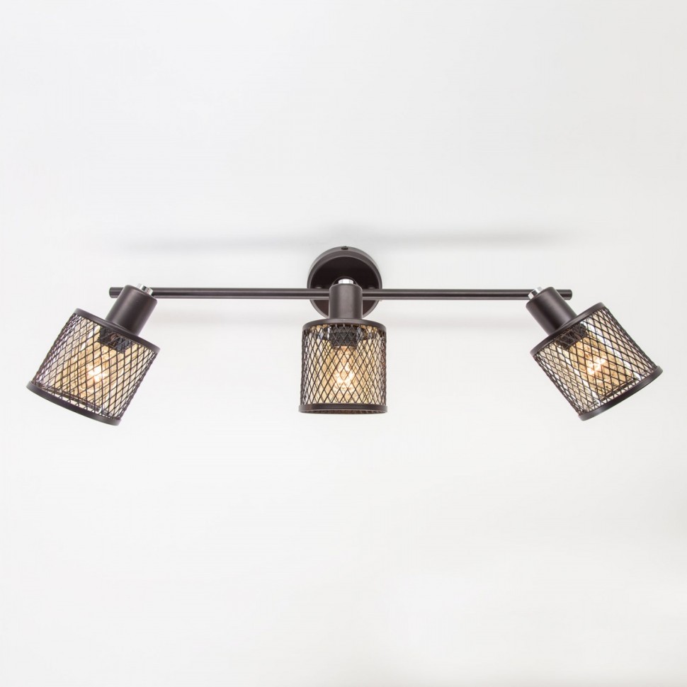 CL535635 CITILUX Робин тройной спот с выключателем E14*3*40W, коричневый, металлическая сетка, стекло