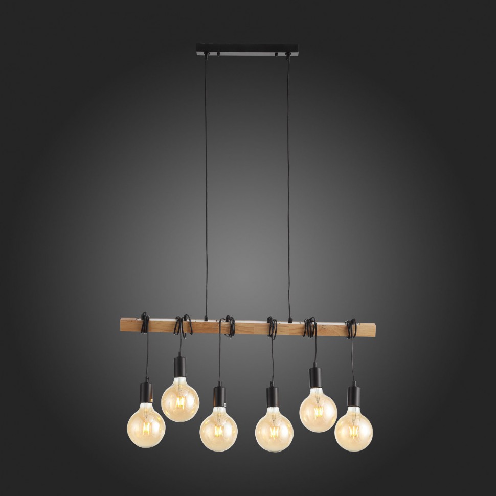 SL1142.403.06 ST-LUCE Bagetti подвесной светильник Лофт из дерева, черный