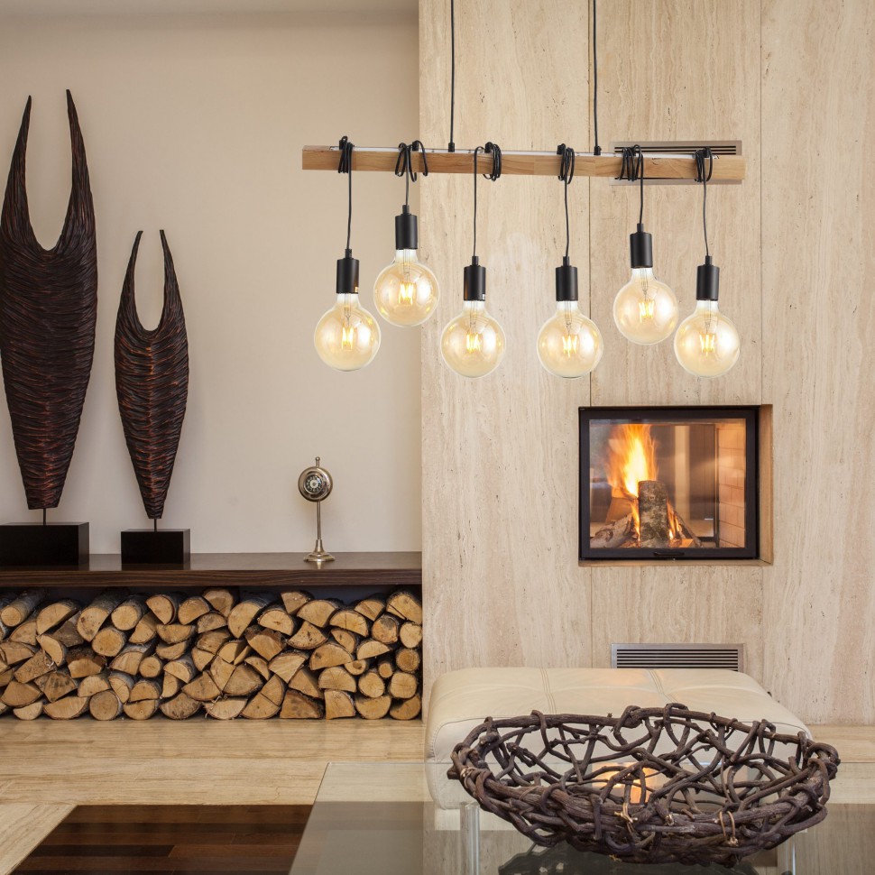 SL1142.403.06 ST-LUCE Bagetti подвесной светильник Лофт из дерева, черный