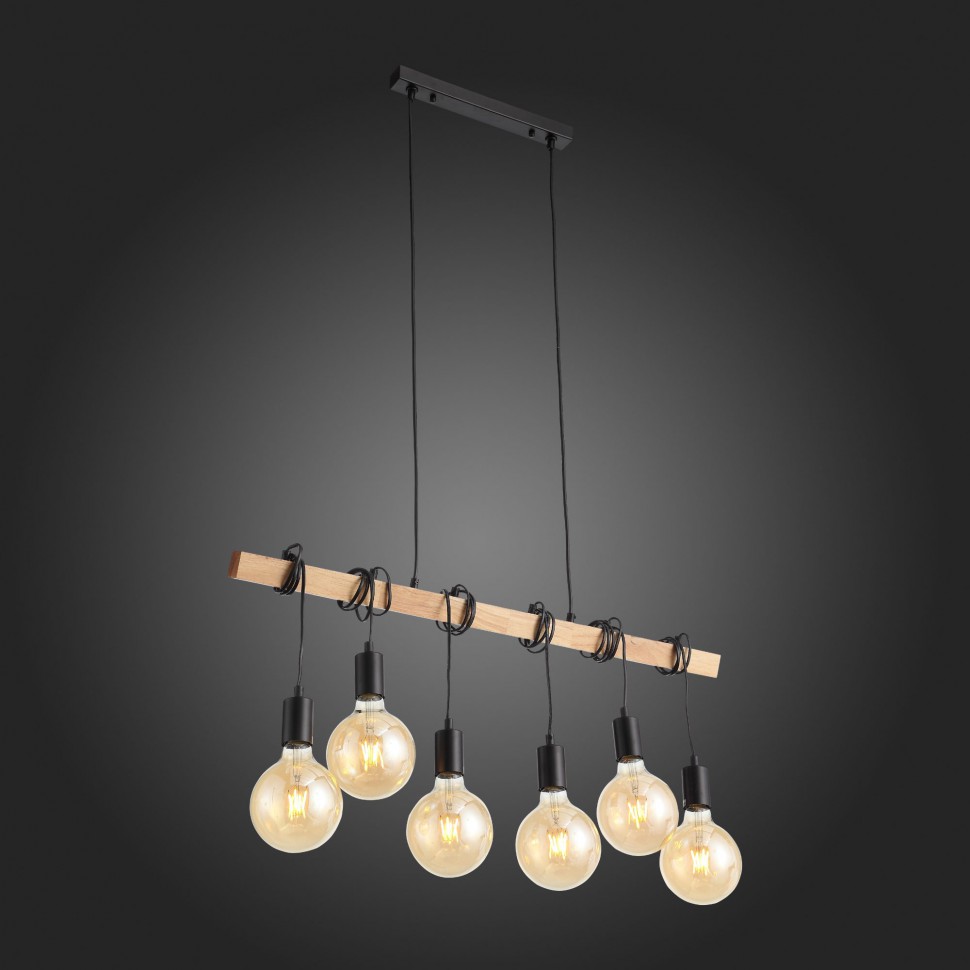 SL1142.403.06 ST-LUCE Bagetti подвесной светильник Лофт из дерева, черный
