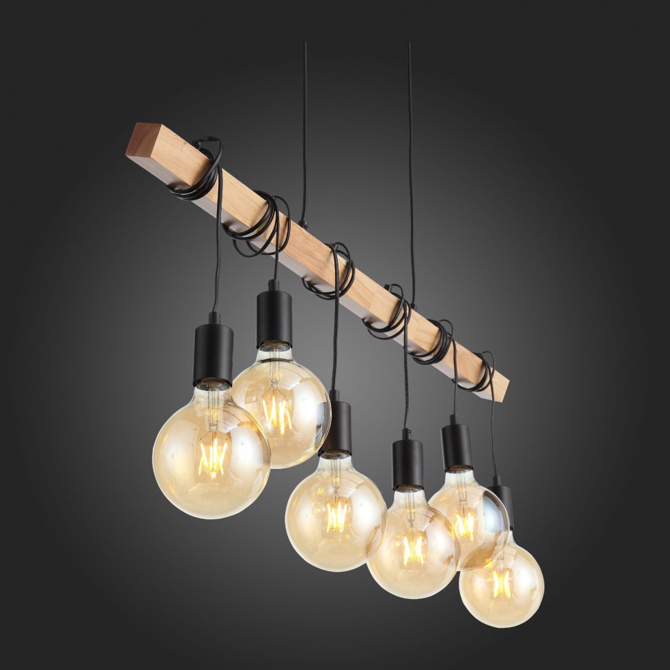 SL1142.403.06 ST-LUCE Bagetti подвесной светильник Лофт из дерева, черный