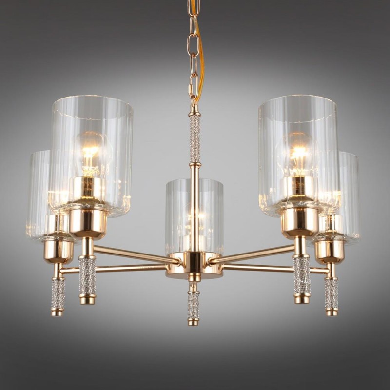 OML-66513-05 OMNILUX Dronero подвесная люстра, E27*5*40W, золото