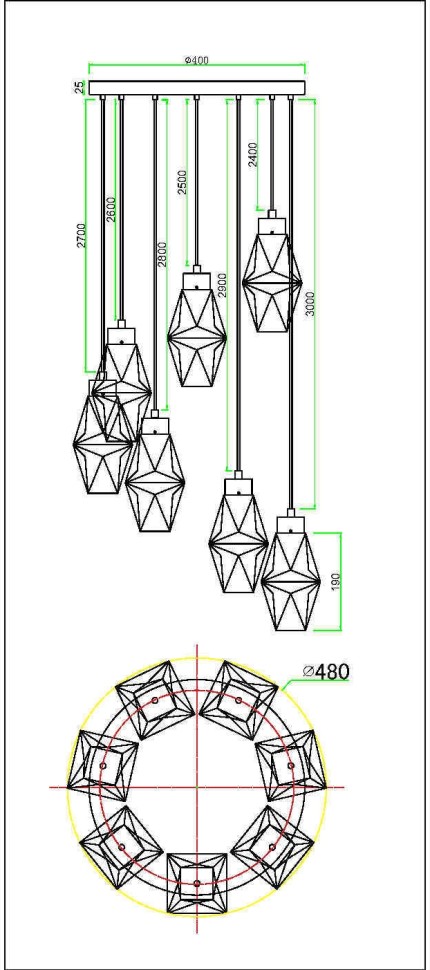 MOD325PL-07G MAYTONI подвесной светильник Coctail Time, G9*7*28W