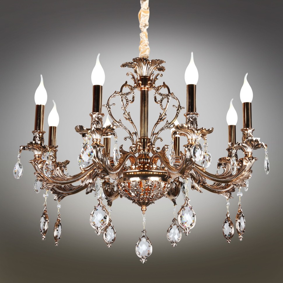 OML-74903-08 OMNILUX Nureci подвесная люстра, золото, хрусталь, E14*8*40W