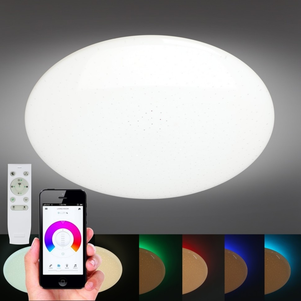 OML-47337-48 OMNILUX Melofon Потолочный светодиодный светильник с Bluetooth-динамиком, с пультом, с возможностью управления смартфоном RGB