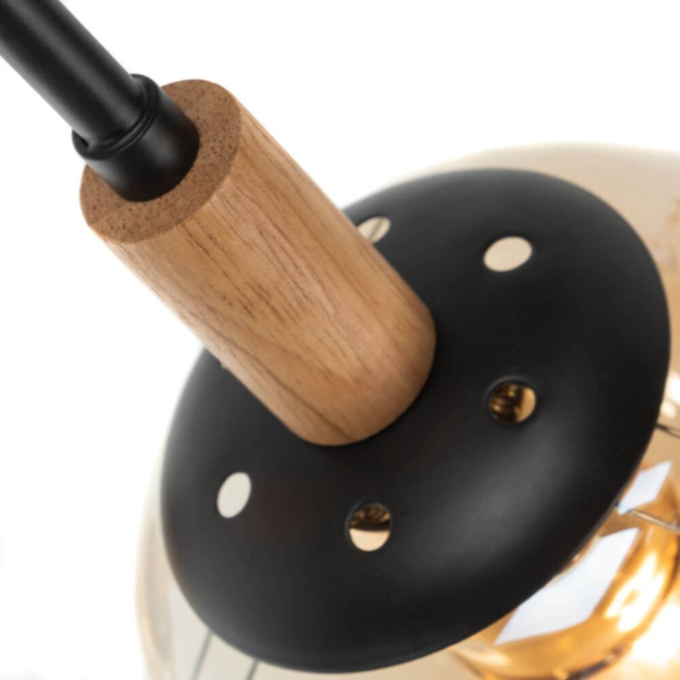 A2716PL-8BK ARTE LAMP Oxford потолочная люстра в стиле Модерн с деревянными элементами, черный, янтарный, E27*8*40W, шарики