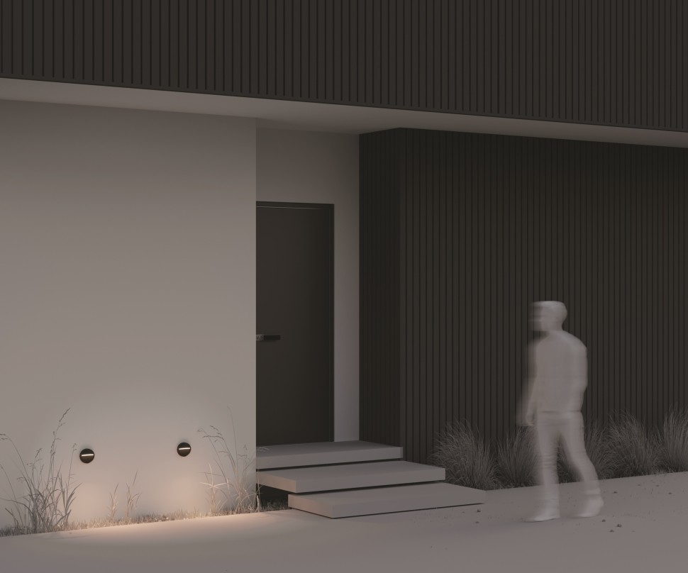 O046SL-L3B3K Maytoni Черная светодиодная подсветка для лестниц Mane, круглая, 3W, 3000K, IP54