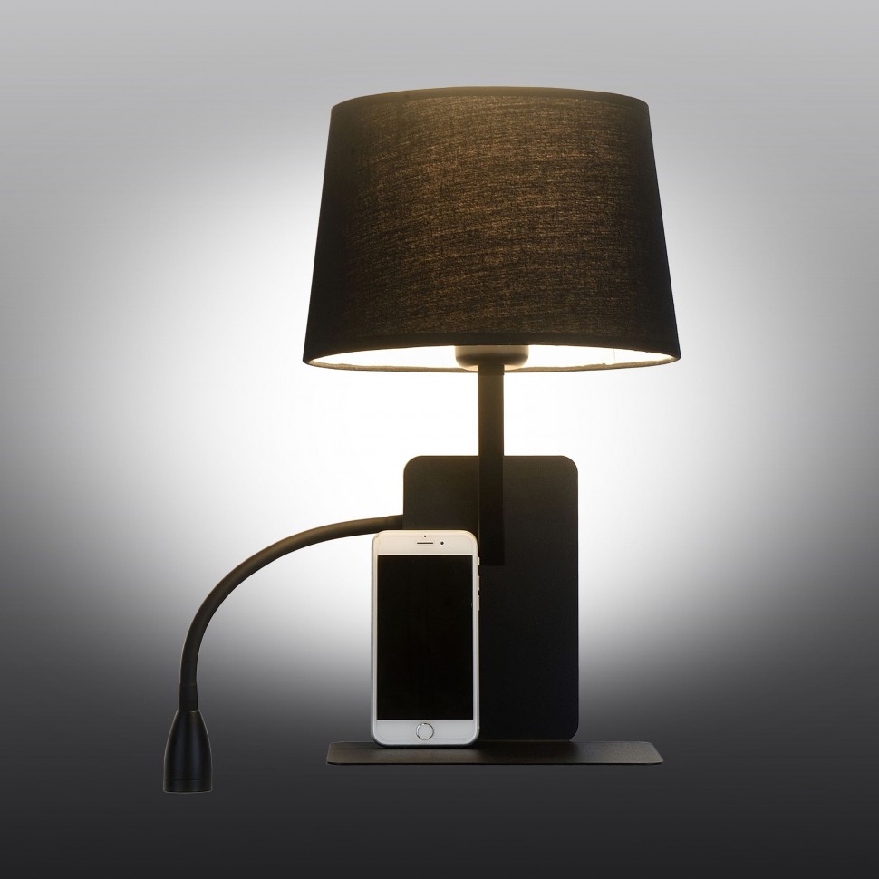 OML-62811-02 Omnilux черный настенный светильник Talocci, с полкой, 2й свет