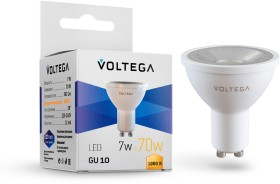 7253 VOLTEGA Sofit Lens Светодиодная лампа GU10 Simple MR16, 7W, 3000K, 560Lm, угол рассеивания 38°