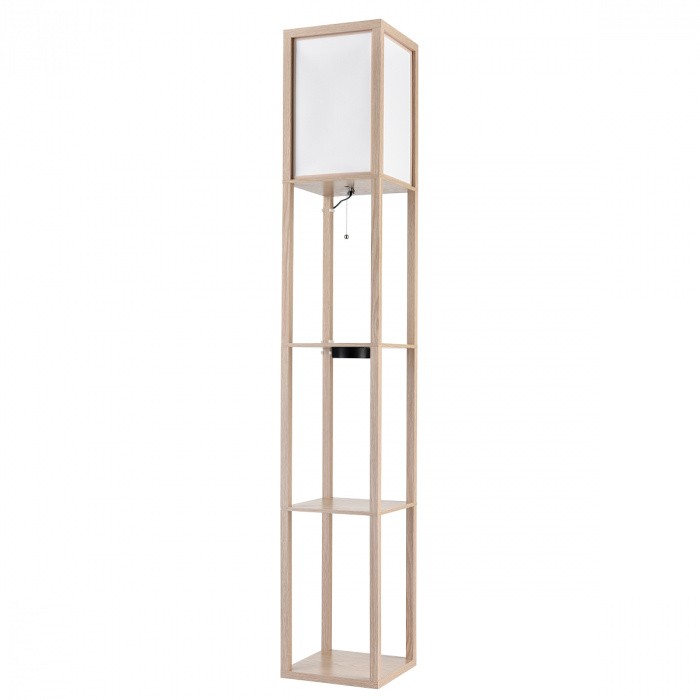 8091/1F LUMION COMFI деревянный торшер PRACTIC, светлое дерево, белый, Е27, высота 1592мм