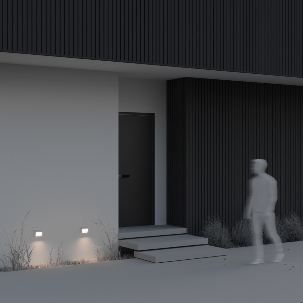 O047SL-L3W3K Maytoni Белая светодиодная подсветка для лестниц Mane, квадратная, 3W, 3000K, IP54