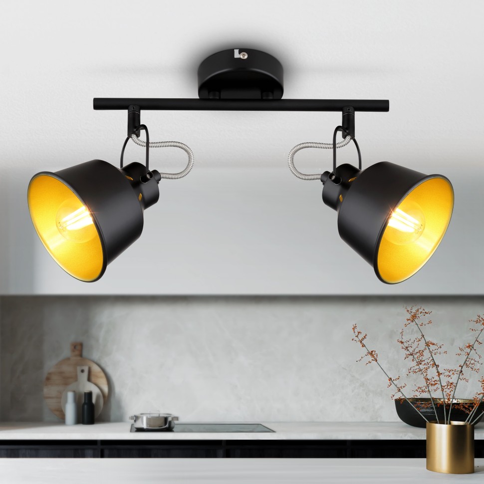 7064-702 RIVOLI черный спот на штанге Evelin E14*2*40W