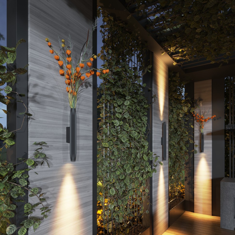 7141/6WLA ODEON LIGHT NATURE черный фасадный светильник JUG, IP65, LED 6W, угол рассеивания 38°, 3000K, с нишей для декорации, металл