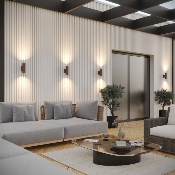 370989 NOVOTECH Landscape уличный фасадный светильник, коричневый, IP65, GU10*2*50W