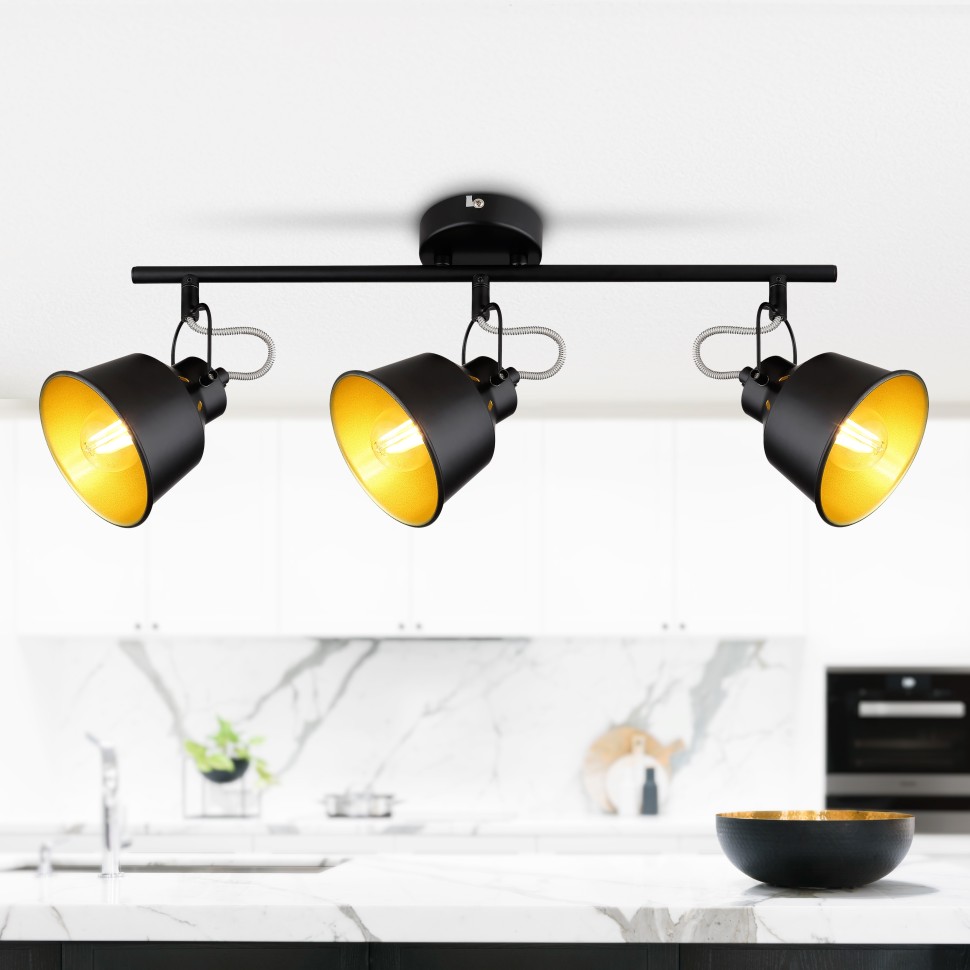 7064-703 RIVOLI черный спот на штанге Evelin E14*3*40W