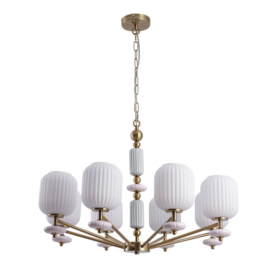 8334/8 LUMION MODERNI Люстра подвесная ALEGRA, E27*8*40W, бронза/белый/серый, металл/керамика/стекло