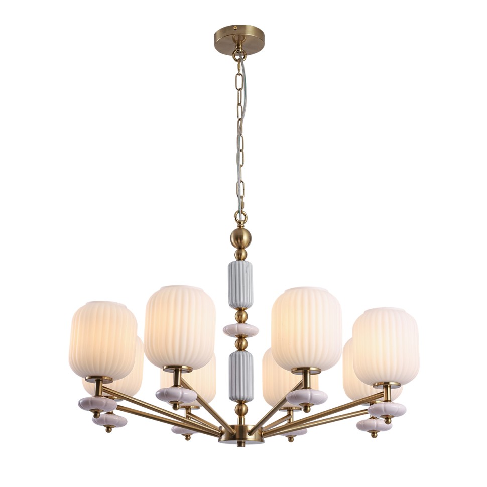 8334/8 LUMION MODERNI Люстра подвесная ALEGRA, E27*8*40W, бронза/белый/серый, металл/керамика/стекло